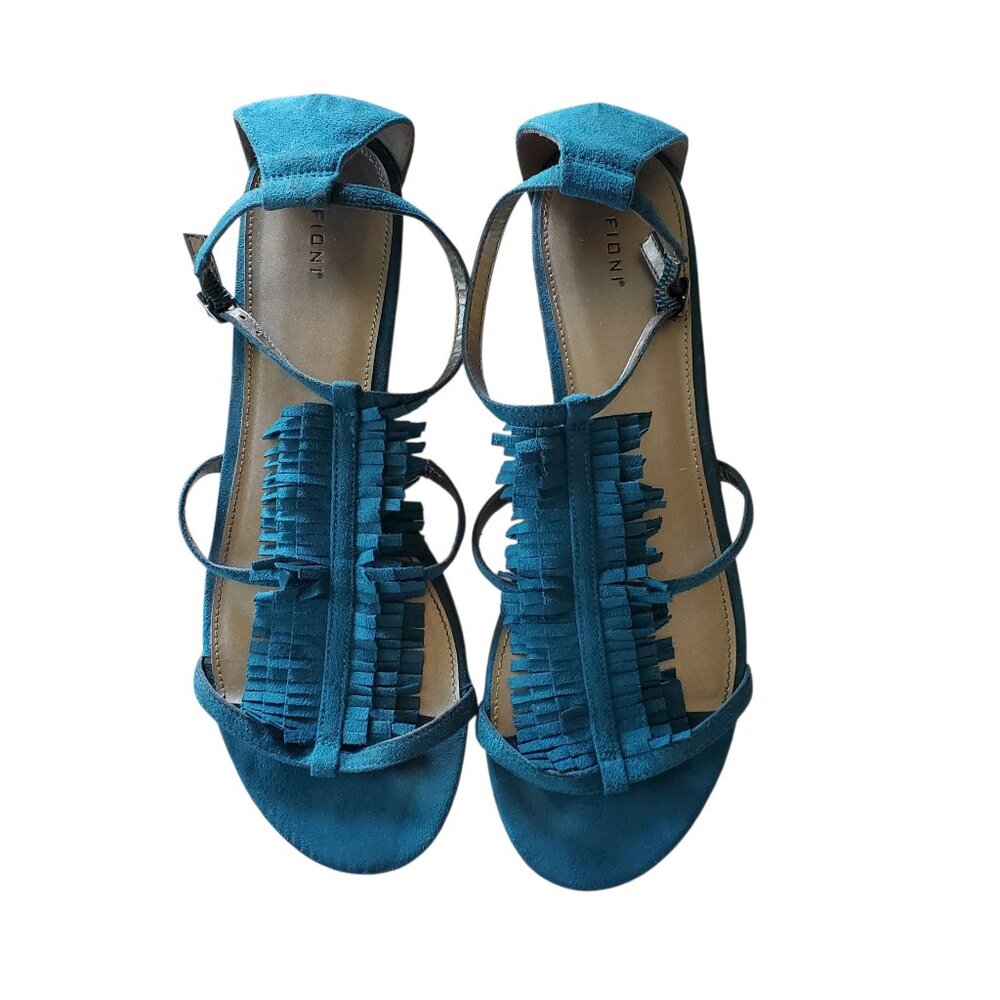 Fioni Turquoise Blue Fringed Sandals Size 9.5